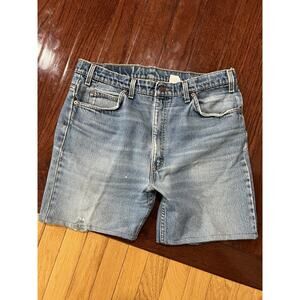 Vintage Levis Cut Off Shorts Mens 38 Blue Jorts Denim Jeans Washed Out Faded 505